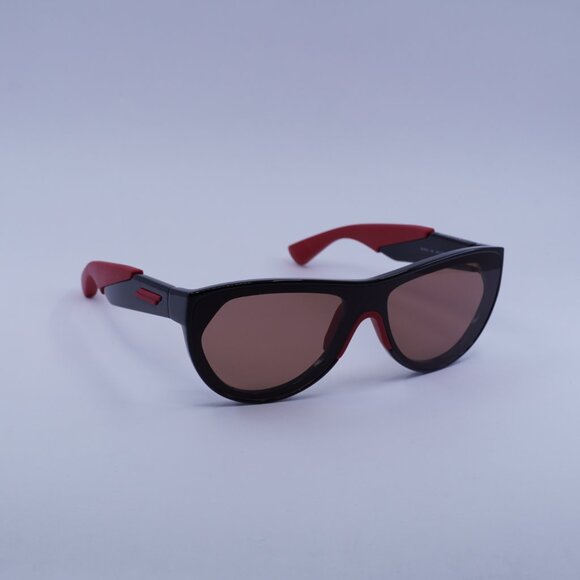 Bottega Veneta BV1234S 004 Sunglasses Shiny Black/Red Shield Frame, Red Lenses - Picture 4 of 10